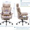 Efomao Big and Tall Office Chair 400lbs – PU Leather Executive Office Chair with Lumbar Support & Leg Rest, Heavy-Duty Computer Chair for Home Office, Dark Beige by boahaus