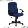 Flash Furniture Garver Mid-Back Navy Fabric Executive Swivel Office Chair with Nylon Arms