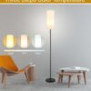 Floor Lamp for Living Room, Modern Standing Lamps with Lampshade, Minimalist Tall Lamp with Chain Switch for Living Room, Bedroom, Kids Room, Office,Standing Lamp LED Bulb Included (White Shade)