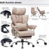 Efomao Big and Tall Office Chair 400lbs – PU Leather Executive Office Chair with Lumbar Support & Leg Rest, Heavy-Duty Computer Chair for Home Office, Dark Beige by boahaus