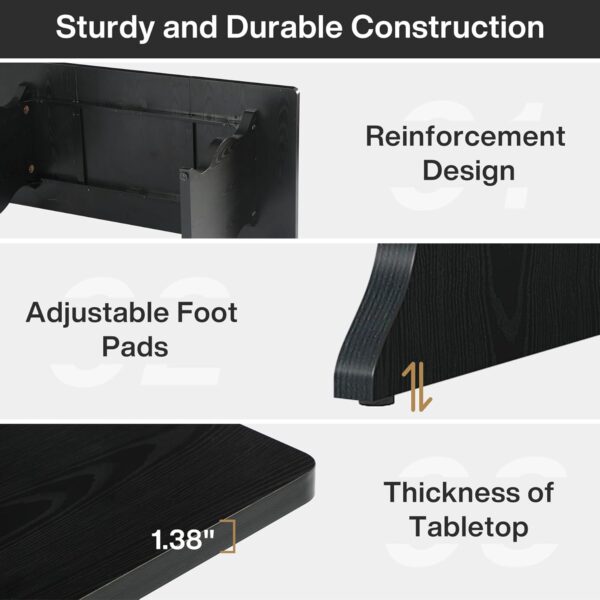 Tribesigns 63" Large Executive Desk for Home Office, Spacious Computer Desk with Ample Leg Room, Double PC Gaming Writing Table Study Desk with Sturdy Legs, Black