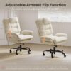 Bestier Velvet Executive Office Chair, Ergonomic Chair with Flip-up Arms, 135° Reclining Office Chair with Side Pockets & Headrest, Big Swivel Computer Chair for Home Office - Beige