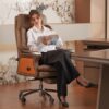 Kinnls Winston Leather Heated Ventilation Classic Luxury Office Chair with Massage, Power Recliner Executive Desk Chair, Adjustable Tilk Angle (Brown)