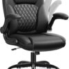 Leather Office Chair, PU Home Computer Desk Chairs with Ergonomic Back Support, 360°Swivel Free，Small Gmaing Chair with Wheels and Adjustable Armrests, for Short People Use, Black