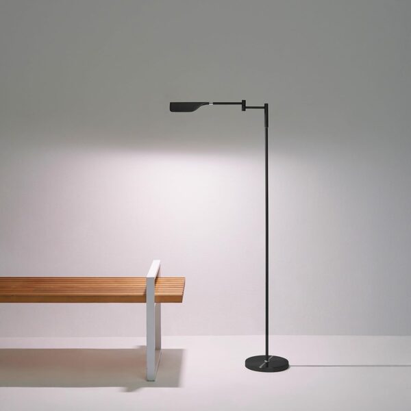 Brightech Leaf Pharmacy LED Reading Lamp, Dimmable Floor Lamp with Easy Rotation Over Chair or Desk for Living Rooms & Offices, Adjustable Standing Lamp, Tall Lamp for Sewing & Craftwork - Jet Black