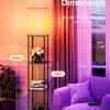 addlon Floor Lamp with Shelves, 4-Tier Modern Shelf Lamp with RGB Smart Bulb, APP Control Standing Lamps with White Lamp Shade, Floor lamp for Living Room, Bedroom - Black