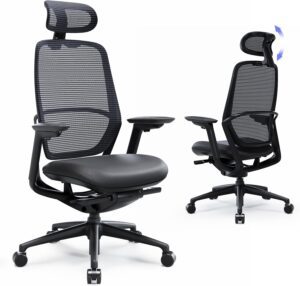 Ergonomic Office Chair, High Back Mesh Desk Chair with Adjustable Lumbar Support, Reclining Backrest, 4D Armrests, Breathable Mesh, HeadRest, Comfortable Chair for Home Office, Work,Study