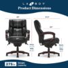 La-Z-Boy Bellamy Executive Office Chair with Memory Foam Cushions, Real Wood Arms and Swivel Base, Waterfall Seat Edge, Faux Bonded Leather, Black