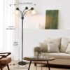 FOLKSMATE LED Floor Lamp, Medusa 3 Head Modern Adjustable Gooseneck Tall Standing Light for Living/Kids Room, Bedroom, Office, Dorm