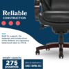 La-Z-Boy Bellamy Executive Office Chair with Memory Foam Cushions, Real Wood Arms and Swivel Base, Waterfall Seat Edge, Faux Bonded Leather, Black