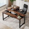 Tribesigns Office Desk with File Cabinet, 70.8" L-Shaped Executive Desk for Home Office Workstation Business Furniture Set, Rustic Brown/Black