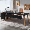 Tribesigns 78.7-Inch Executive Desk, L-Shaped Desk with 55-Inch Cabinet, Large Office Desk with Storage Shelves, Modern Computer Desk for Home Office