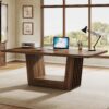 Tribesigns 63-inch Executive Office Desk, Modern Computer Home Office Desk with Robust Base, Large Wooden Writing Conference Table Business Workstation for Home Office, Walnut Brown