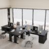 Tribesigns L-Shaped Executive Desk with File Cabinet, 83 Inch Large Corner Computer Desk with Drawers, Industrial Business Furniture Work Desk for Home Office (Black)