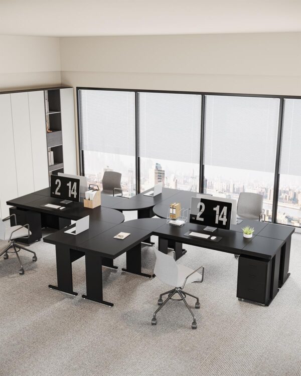 Tribesigns L-Shaped Executive Desk with File Cabinet, 83 Inch Large Corner Computer Desk with Drawers, Industrial Business Furniture Work Desk for Home Office (Black)