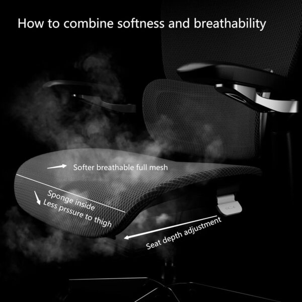 Ergonomic Office Chair, Big and Tall Mesh Home Desk Chair with Adaptive Lumbar Support, Gaming Chair with Headrest, 5D Armrest,90-130°Tilt, BIFMA Certified, Model Zen (Grey)