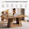 Tribesigns Farmhouse Computer Desk, 63-Inch Large Office Desk Workstation, Simple Style Executive Desk Study Table with Sturdy Base, Wooden Writing Desk for Home Office, Rustic Brown