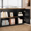 Tribesigns 85.8-Inch L-Shaped Executive Office Desk with File Drawers & Storage Cabinet, Professional Corner Computer Desk Extra Large Business Workstation with Adjustable Shelves (Brown&Black)
