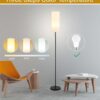Floor Lamp for Living Room, Modern Standing Lamps with Lampshade, Minimalist Tall Lamp with Chain Switch for Living Room, Bedroom, Kids Room, Office,Standing Lamp LED Bulb Included (White Shade)