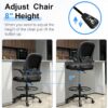 Primy Drafting Chair Tall Office Chair with Flip-up Armrests Executive Ergonomic Computer Standing Desk Chair with Lumbar Support and Adjustable Footrest Ring (Black)