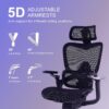 Ergonomic Office Chair, Big and Tall Mesh Home Desk Chair with Adaptive Lumbar Support, Gaming Chair with Headrest, 5D Armrest,90-130°Tilt, BIFMA Certified, Model Zen (Purple)
