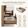 Home Office Furniture Set, 70" Standing Desk with 4 Drawer File Cabinet and Wide Bookcase, Executive Desk with AC/USB, Bookshelf with Drawers, Rattan Style Natural Oak
