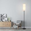 Floor Lamp for Living Room, Modern Standing Lamps with Lampshade, Minimalist Tall Lamp with Chain Switch for Living Room, Bedroom, Kids Room, Office,Standing Lamp LED Bulb Included (White Shade)