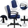 Flash Furniture Garver Mid-Back Navy Fabric Executive Swivel Office Chair with Nylon Arms