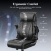 Leather Office Chair, Big and Tall Office Chair Executive Breathable PU Computer Chairs with Lumbar Support, High Back Home Desk Chairs with Flip-up Armrests, Adjustable Headrest