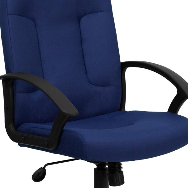 Flash Furniture Garver Mid-Back Navy Fabric Executive Swivel Office Chair with Nylon Arms