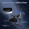 Ergonomic Mesh Office Chair with Footrest, Executive High Back Computer Desk Chair with Wide Headrest and Adjustable 3D Arms, Backrest, Tilt Lock and Lumbar Support-Black