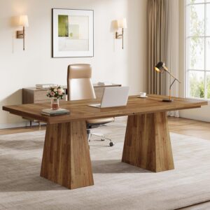 Tribesigns 63-Inch Executive Desk, Modern Office Computer Desk with Sturdy Double Pedestal, Large Study Writing Table Simple Workstation for Home Office