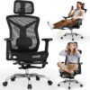 81RHsWjUX6L._AC_SL1500_.jpg Ergonomic Office Chair with Foot Rest, Home Mesh Desk Chair with Adjustable Lumbar Support, 3D Armrest, 3D Headrest, 90°-135° Lockable Reclining Function, Comfy High Back Swivel Computer Gaming Chairs