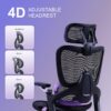 Ergonomic Office Chair, Big and Tall Mesh Home Desk Chair with Adaptive Lumbar Support, Gaming Chair with Headrest, 5D Armrest,90-130°Tilt, BIFMA Certified, Model Zen (Purple)