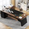 Tribesigns L-Shaped Executive Desk, 78-Inch Modern Office Desk with Drawers and Lateral File Cabinet, Large Computer Desk with Storage Shelves, Workstation for Home Office (Brwon + Black)
