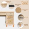Yechen 58'' Wood Executive Desk with 7 Drawers - Modern Natural Rattan Home Office Desks with Charging Station, Large Long Computer Desk with Storage, Boho Writing Table for Work, Study, Natural Oak