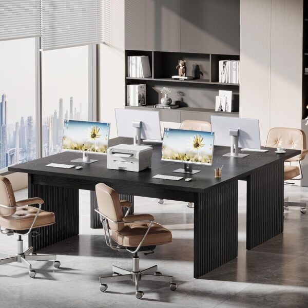 Tribesigns Modern Executive Desk, 63" Large Computer Office Desk, Conference Table Meeting Room Table, Simple Style Rectangle Writing Table for Home Office, Workstation Business Furniture, Black
