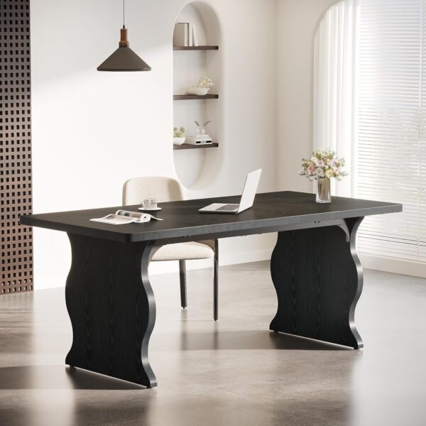 Tribesigns 63" Large Executive Desk for Home Office, Spacious Computer Desk with Ample Leg Room, Double PC Gaming Writing Table Study Desk with Sturdy Legs, Black