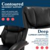 La-Z-Boy Bellamy Executive Office Chair with Memory Foam Cushions, Real Wood Arms and Swivel Base, Waterfall Seat Edge, Faux Bonded Leather, Black