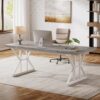 Tribesigns 70.86-Inch Large Executive Desk, Industrial Home Office Computer Desk, Simple Long Writing Study Table Business Furniture (Grey/White)