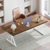 70.8-Inch Executive Desk with Power Outlet, Large Home Office Desk, Long Office Desk, Big Writing Computer Desk, Modern Work from Home Desk Office Furniture for Laptop, White