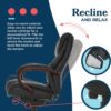 La-Z-Boy Bellamy Executive Office Chair with Memory Foam Cushions, Real Wood Arms and Swivel Base, Waterfall Seat Edge, Faux Bonded Leather, Black