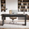 Tribesigns Modern Executive Desk, 63" Large Computer Office Desk, Conference Table Meeting Room Table, Simple Style Rectangle Writing Table for Home Office, Workstation Business Furniture, Black