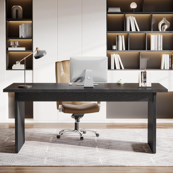 Tribesigns Modern Executive Desk, 63" Large Computer Office Desk, Conference Table Meeting Room Table, Simple Style Rectangle Writing Table for Home Office, Workstation Business Furniture, Black