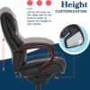 La-Z-Boy Bellamy Executive Office Chair with Memory Foam Cushions, Real Wood Arms and Swivel Base, Waterfall Seat Edge, Faux Bonded Leather, Black