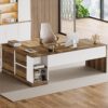 Tribesigns Executive Office Desk with File Cabinet, 79-Inch Modern L-Shaped Desk, Large Computer Table with Storage Cabinet and Open Shelves, Business Table for Home Office, Brown and White
