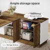 Tribesigns Executive Office Desk with File Cabinet, 79-Inch Modern L-Shaped Desk, Large Computer Table with Storage Cabinet and Open Shelves, Business Table for Home Office, Brown and White
