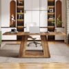 Tribesigns Farmhouse Computer Desk, 63-Inch Large Office Desk Workstation, Simple Style Executive Desk Study Table with Sturdy Base, Wooden Writing Desk for Home Office, Rustic Brown