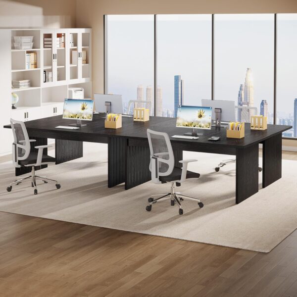Tribesigns Modern Executive Desk, 63" Large Computer Office Desk, Conference Table Meeting Room Table, Simple Style Rectangle Writing Table for Home Office, Workstation Business Furniture, Black