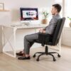 VECELO Ergonomic Office Chair – High Backrest with Tilt, PU Leather, Diamond-Stitched Back, Adjustable 45°Armrests & Sponge Cushion, Black
